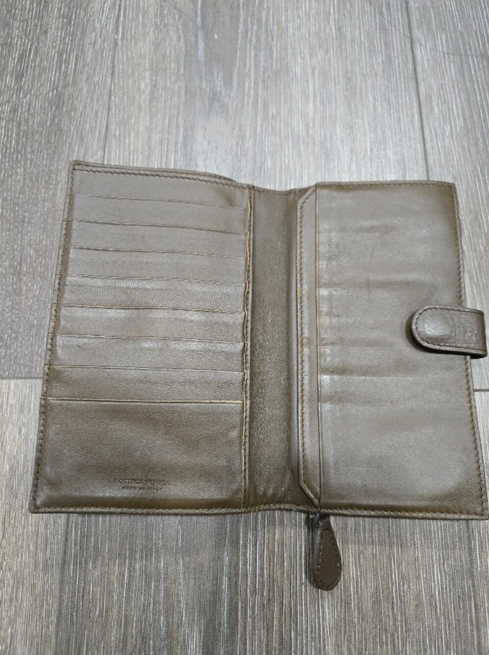 Bottega Veneta Brown Woven Leather Continental Wallet